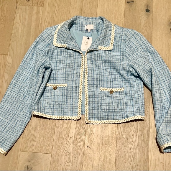 Sugarlips Blue and Cream Plaid Blazer - Picture 3 of 8